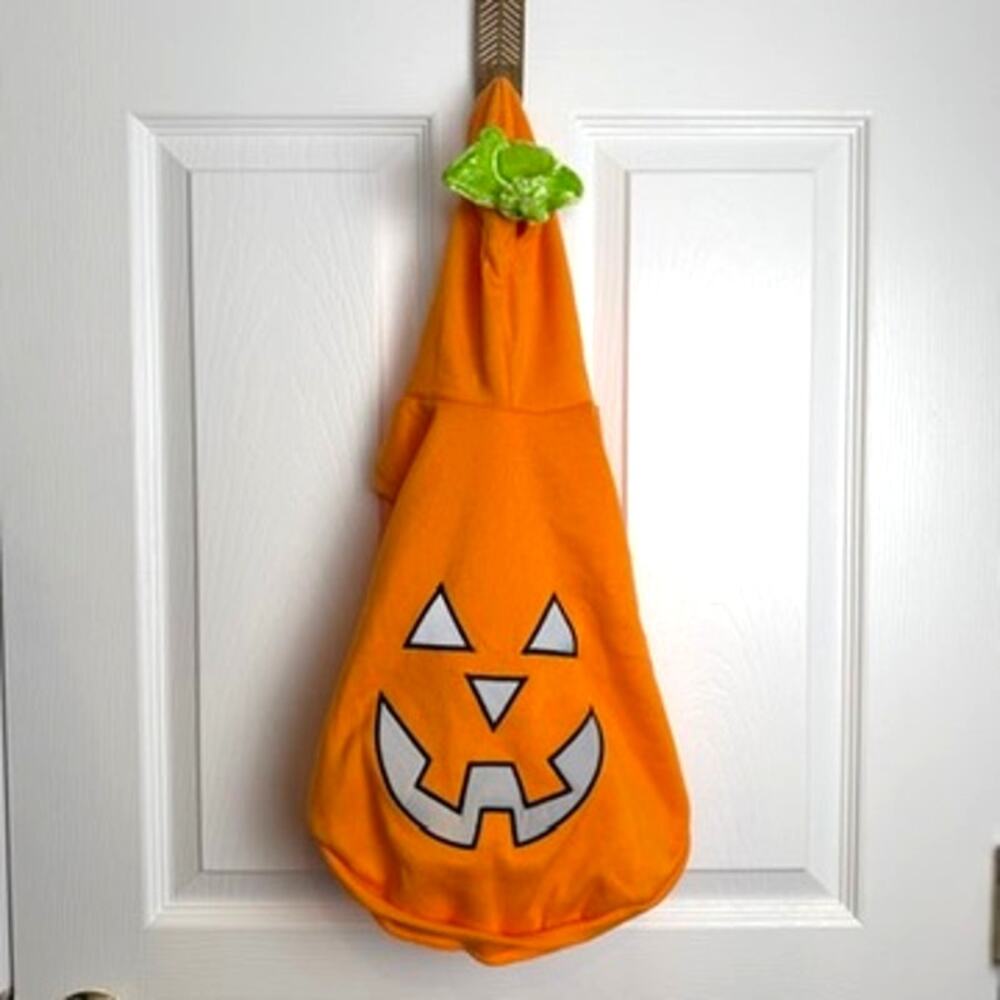 Pet Pumpkin Costume Hoodie Orange‎ Reflective Face Medium Dog Halloween Hoodie